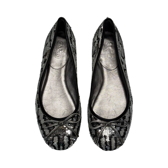Coach Women’s Liah Snow Leopard Sequin Ballet Flats Size 5B - Picture 5 of 16